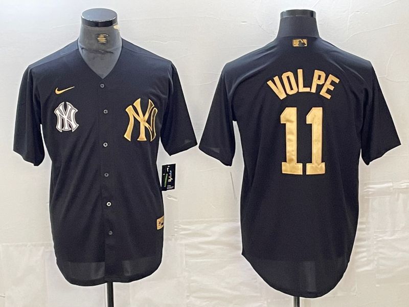 Men New York Yankees 11 Volpe Black gold 4 th generation Nike 2024 MLB Jersey style 3